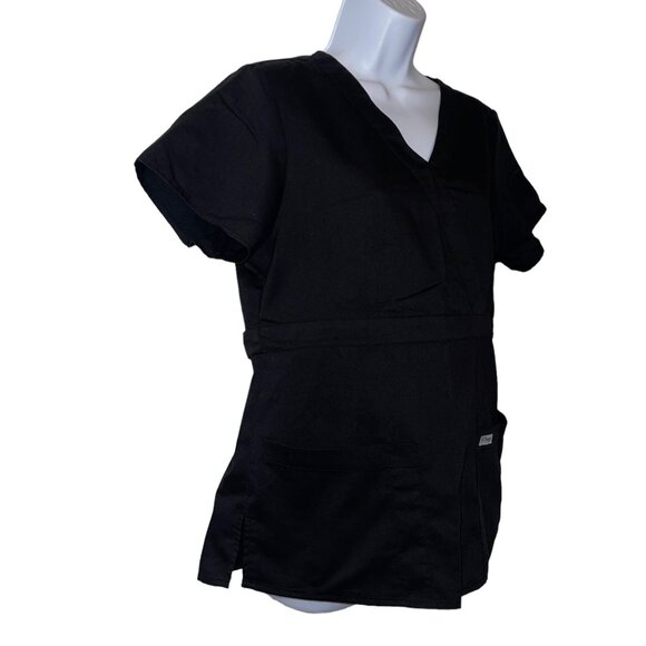 Greys Anatomy by Barco Black Womens M Scrub Top Shirt Style 4153 Pockets Solid - Picture 4 of 9